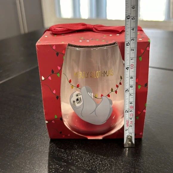 Merry Slothmas Sloth Christmas Stemless Wine Glass - Picture 3 of 6